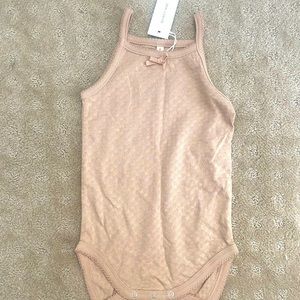 Quincy Mae pointelle tank bodysuit (petal), new with tags